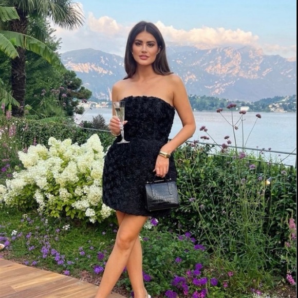 Nadine Merabi Maisy Floral Appliqué Strapless Minidress - Picture 1 of 10